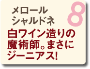 08 メロール シャルドネ 白ワイン造りの魔術師。まさにジーニアス！